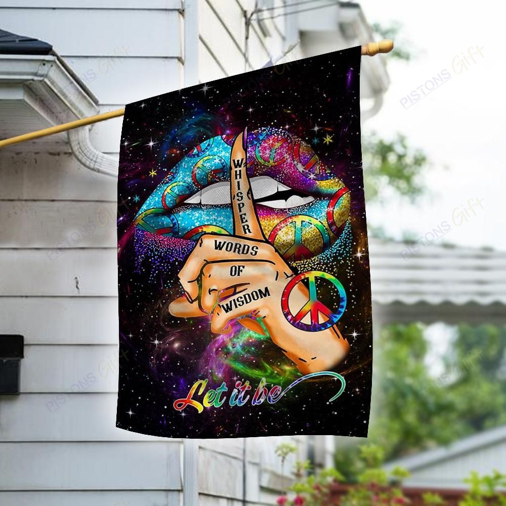  Hippie House Flag Whisper Words Of Wisdom Let It Be Lips Galaxy Garden Flag