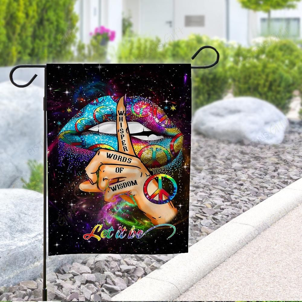  Hippie House Flag Whisper Words Of Wisdom Let It Be Lips Galaxy Garden Flag