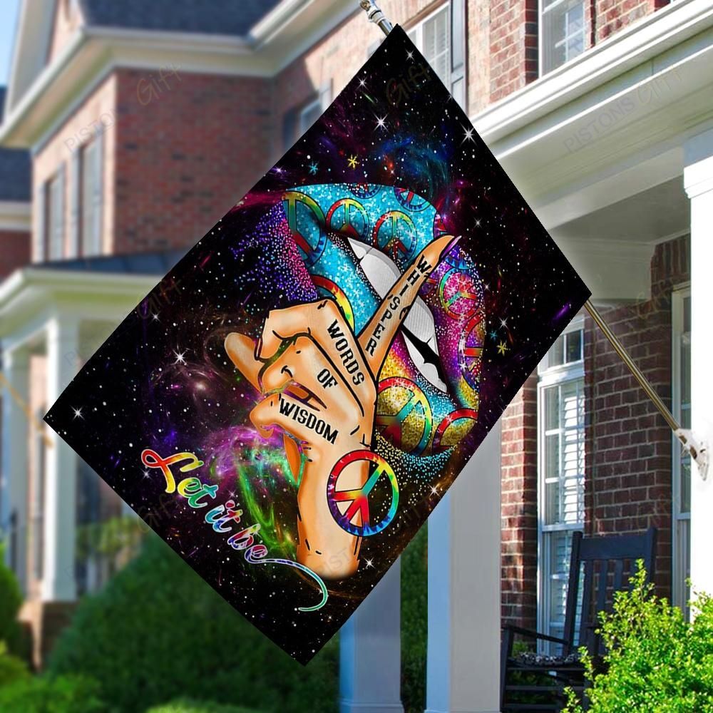  Hippie House Flag Whisper Words Of Wisdom Let It Be Lips Galaxy Garden Flag