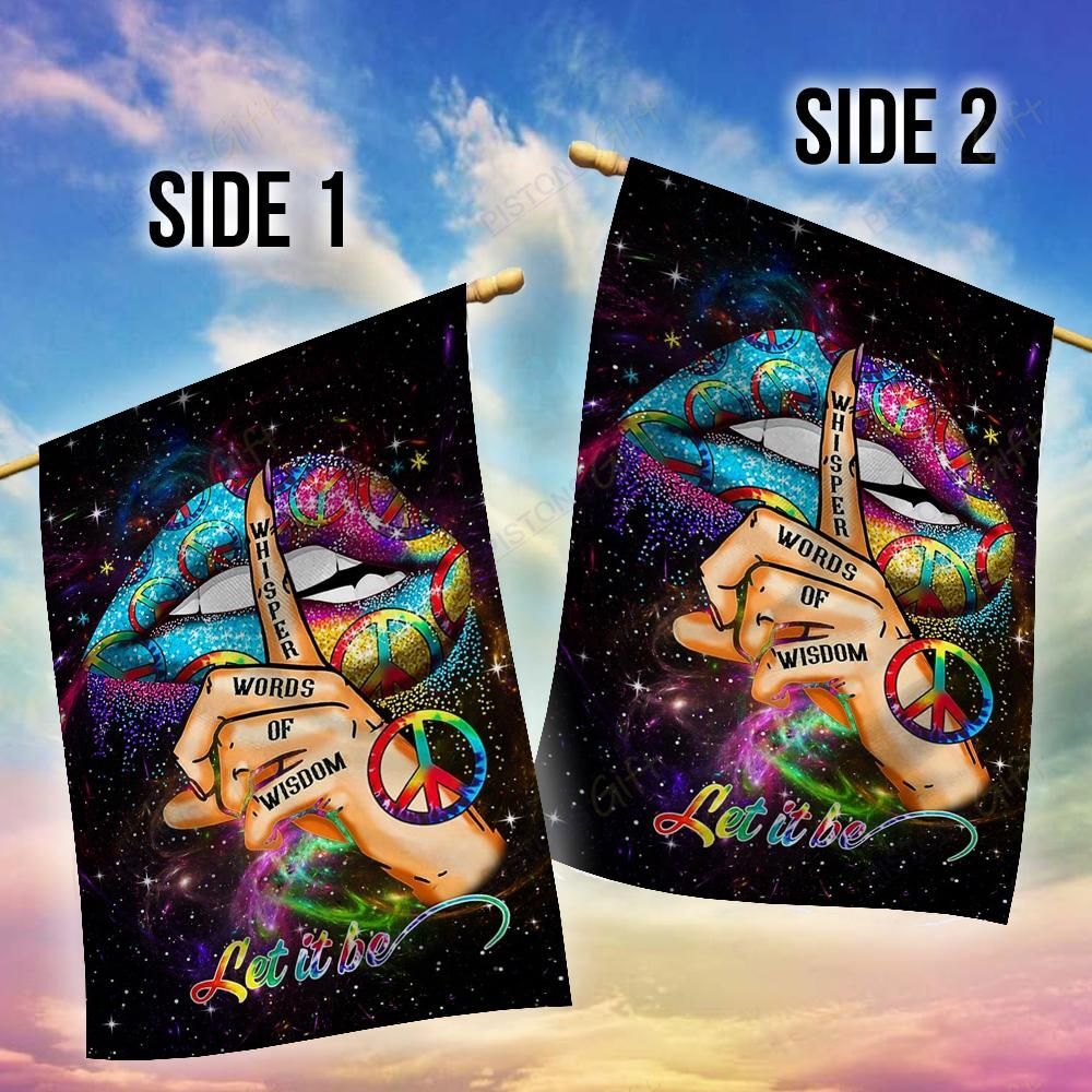  Hippie House Flag Whisper Words Of Wisdom Let It Be Lips Galaxy Garden Flag