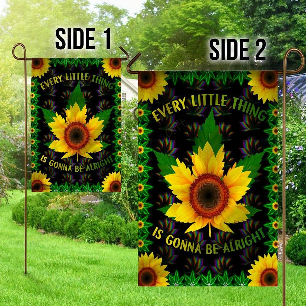  Hippie House Flag Every Little Thing Is Gonna Be Alright Weed Sunflower Garden Flag