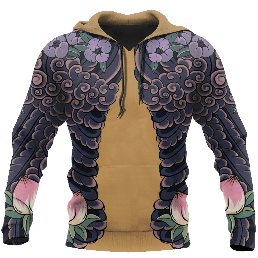 Gifury Japan Hoodie Japanese Lotus Cherry Blossom Tattoo Hoodie Japan Apparel 2022