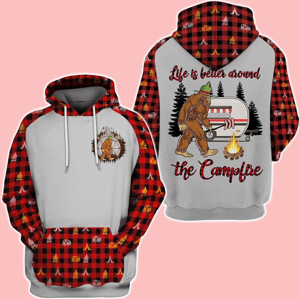 Bigfoot Camping Hoodie Bigfoot Life Is Better Around The Campfire Red Hoodie Apparel