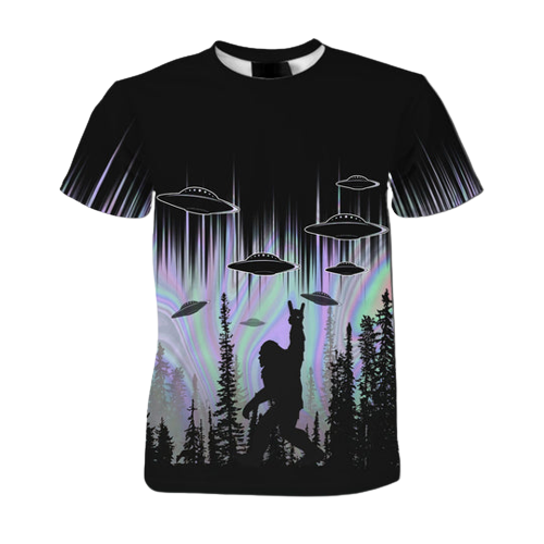 Gifury UFO Bigfoot Shirt Bigfoot Peace Sign Hologram UFO T-shirt  UFO Apparel 2024