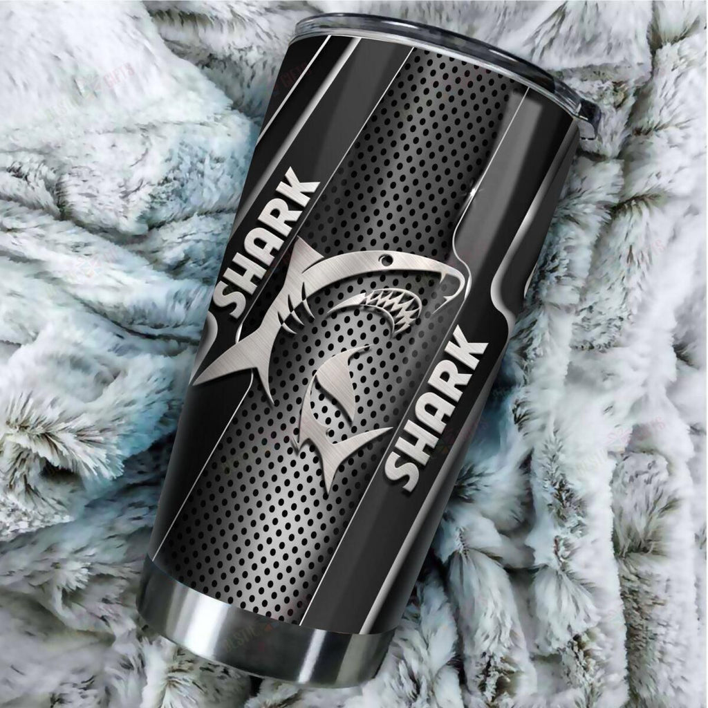  Shark Tumbler Cup 20 Oz Shark Metal Black White Tumler 20 Oz Travel Mug