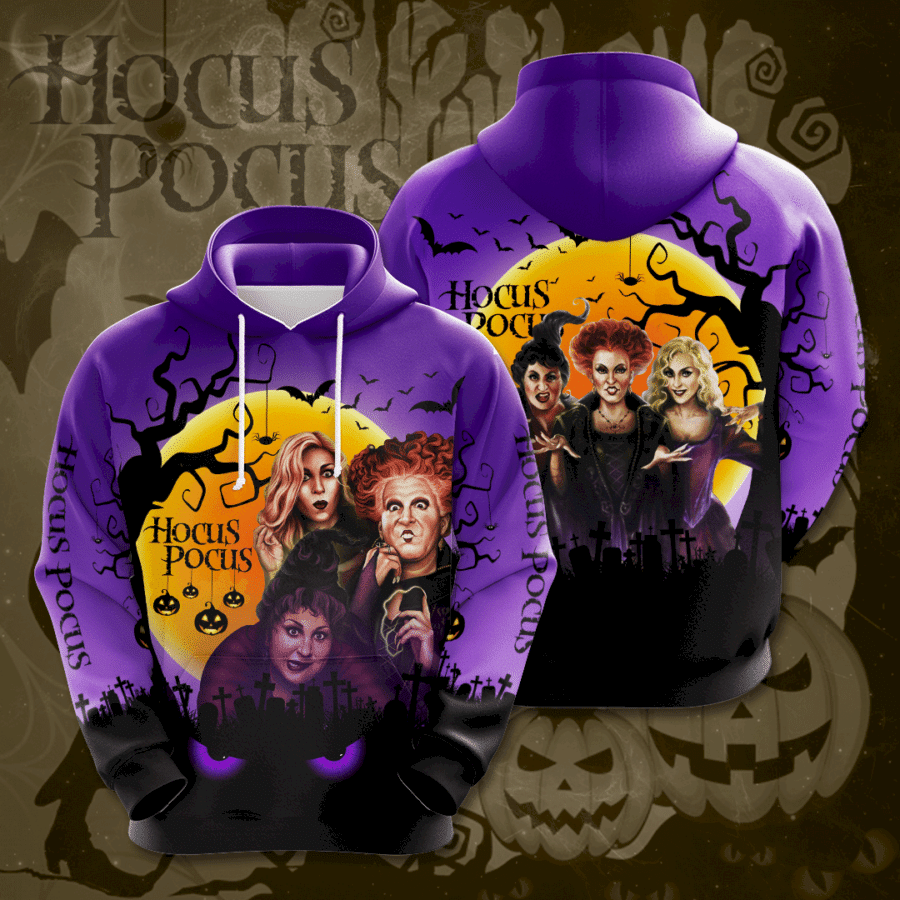  DN Hoodie Hocus Pocus Hoodie The Sanderson Sisters Witches Halloween Night Purple Hoodie