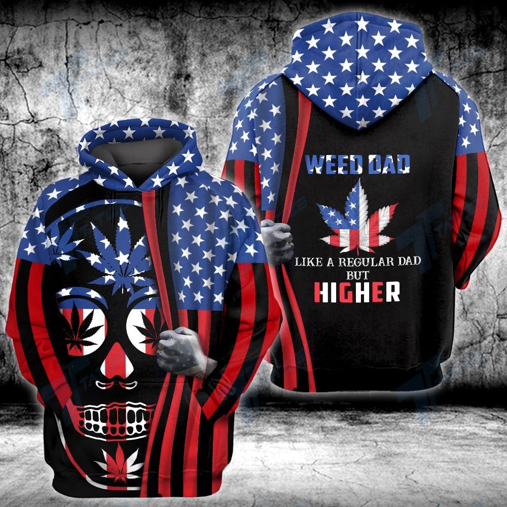 Gifury Father Day T-shirt Dad Like A Regular Dad But Higher Skull American Flag T-shirt Father Apparel 2022