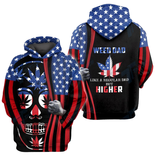 Gifury Father Day T-shirt Dad Like A Regular Dad But Higher Skull American Flag T-shirt Father Apparel 2024