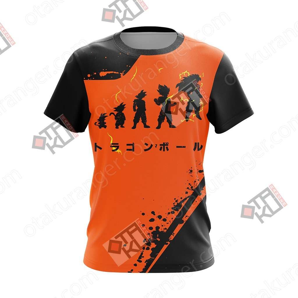  Dragon Ball T-shirt Goku Silhouette Super Saiyan Growing Orange Black T-shirt Goku Hoodie For Anime Fan  