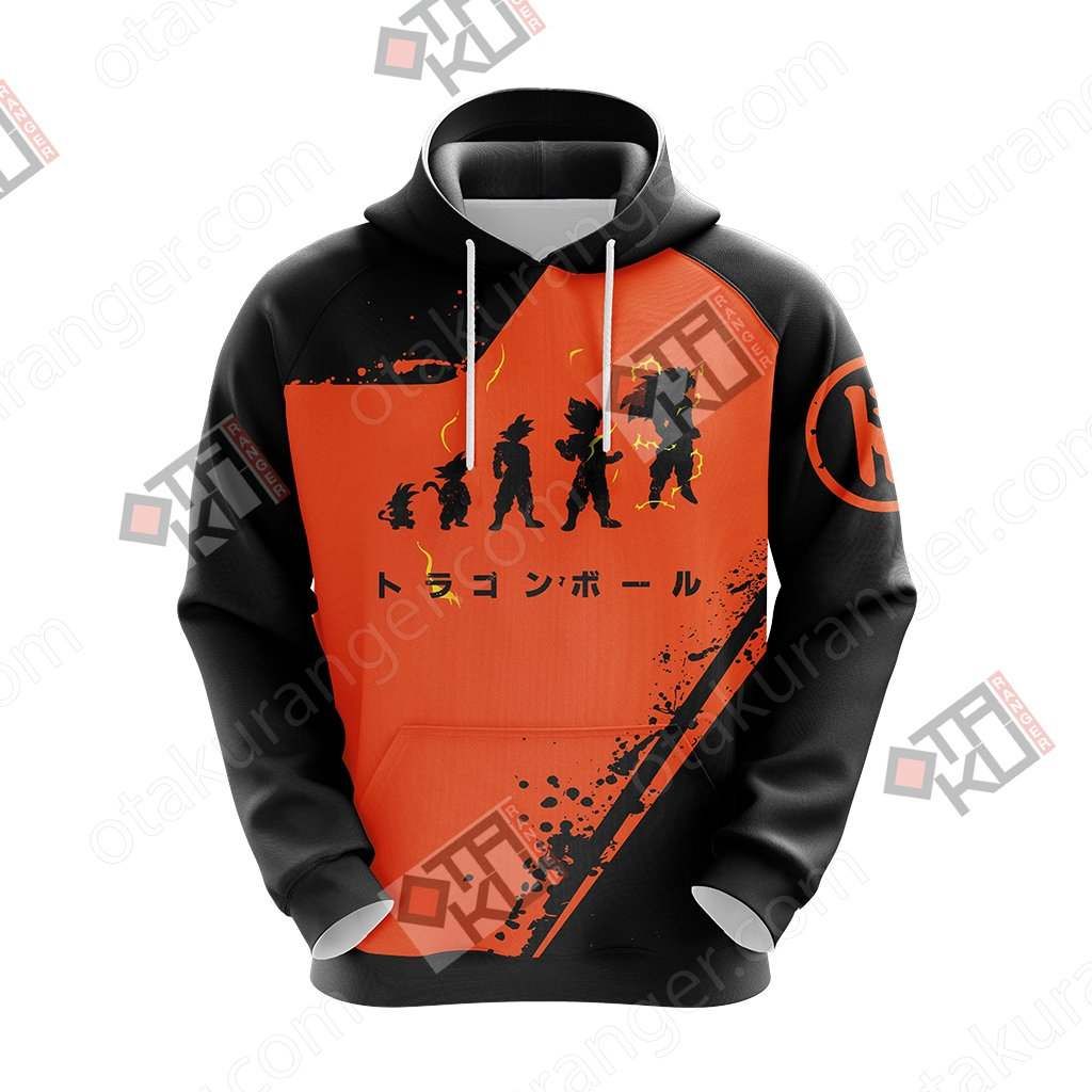  Dragon Ball T-shirt Goku Silhouette Super Saiyan Growing Orange Black T-shirt Goku Hoodie For Anime Fan  