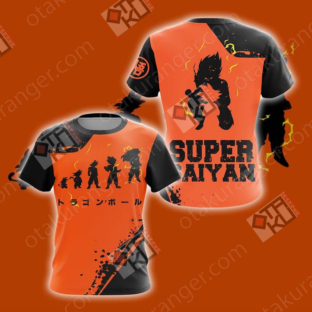  Dragon Ball T-shirt Goku Silhouette Super Saiyan Growing Orange Black T-shirt Goku Hoodie For Anime Fan  