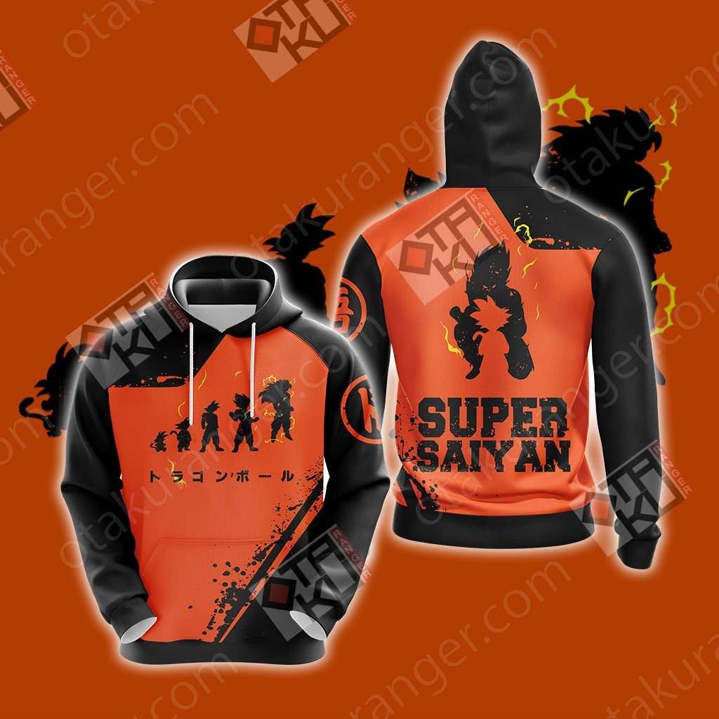  Dragon Ball T-shirt Goku Silhouette Super Saiyan Growing Orange Black T-shirt Goku Hoodie For Anime Fan  