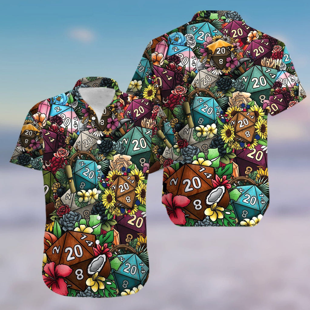  Dungeon And Dragon Hawaiian Shirt Dices 20 In Flowers Hawaii Aloha Shirt