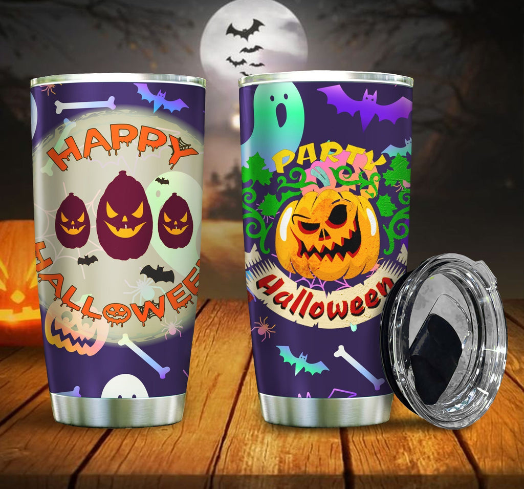 Gifury Halloween Tumbler Cup 20 Oz Pumpkin Party Happy Halloween Blue Tumbler Halloween Travel Mug 2022