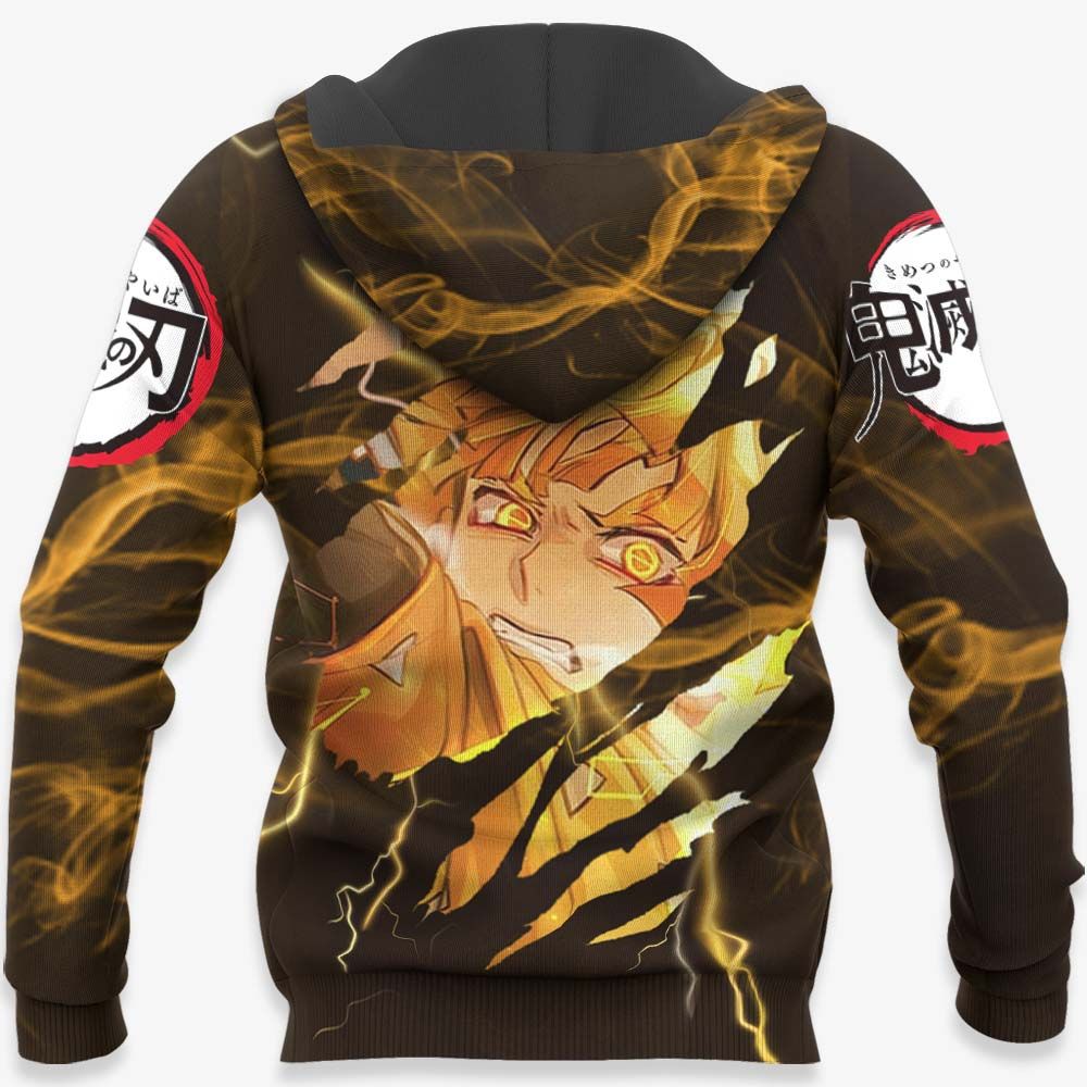  Demon Slayer Hoodie Zenitsu Agatsuma Thunder Brown Hoodie Demon Slayer Apparel