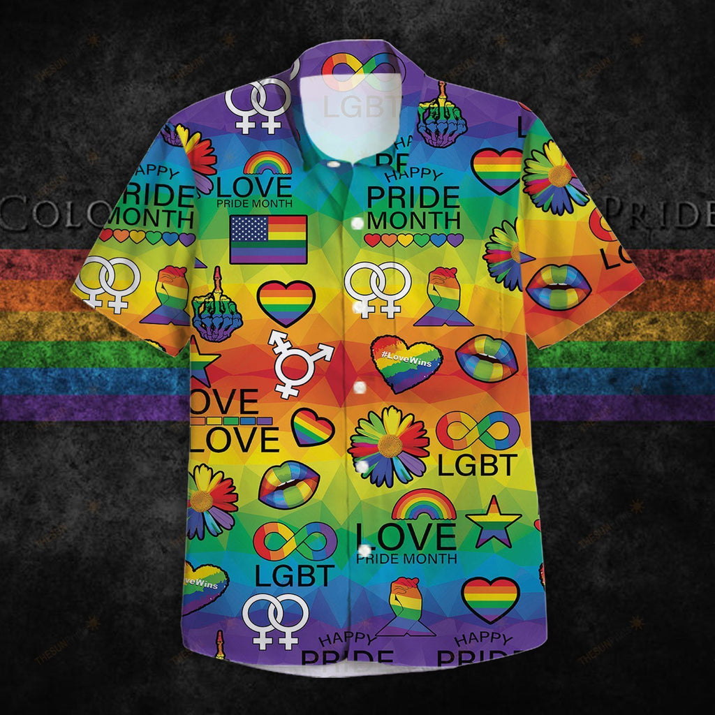  LGBT Pride Hawaiian Shirt Love Pride Month Rainbow Pattern Hawaii Aloha Shirt