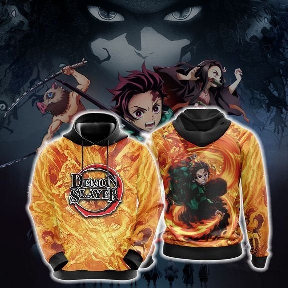  Demon Slayer Shirt Tanjirou Kamado Sun Breathing Fighting Fire Hoodie Demon Slayer Hoodie