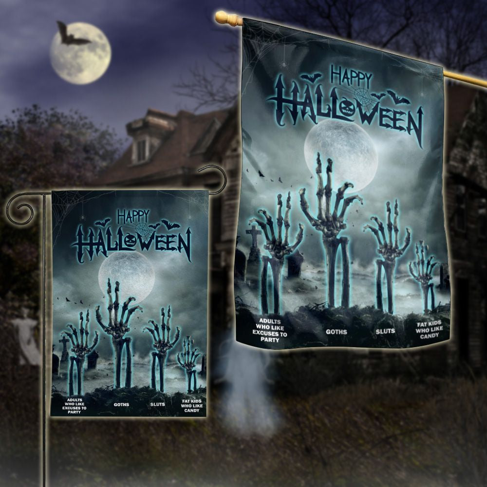 Gifury Halloween House Flag Skeleton Flags Happy Halloween Zombie Hands Black Blue Flag Halloween Garden Flag 2022