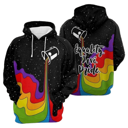  LGBT Pride Hoodie Equality Love Pride Rainbow Watercolor Galaxy Hoodie Apparel Adult Unisex Full Print