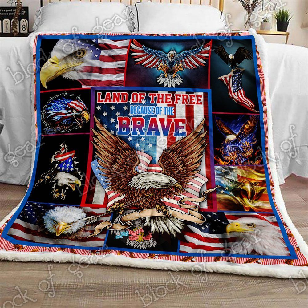 Veteran 4th Of July Blanket Land Of The Free Because Of The Brave Blanket