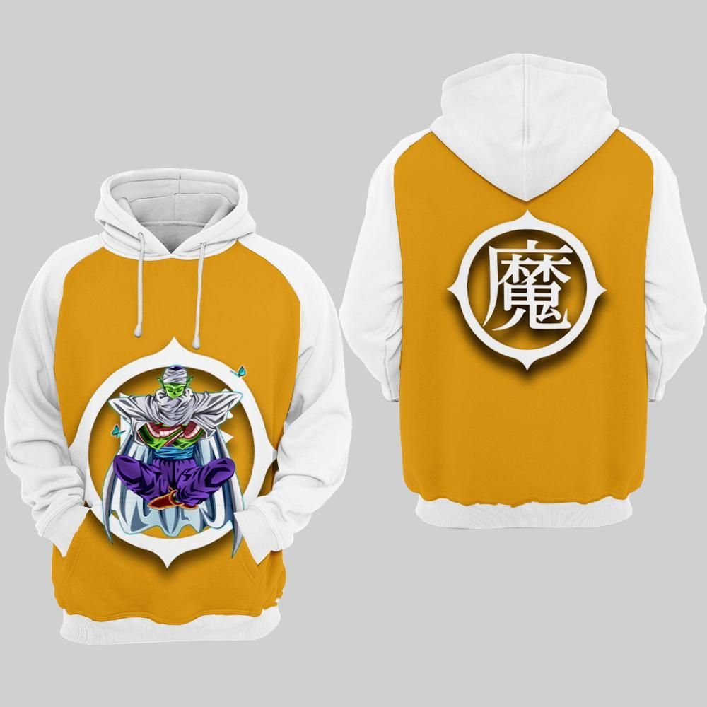  Dragon Ball Hoodie King Piccolo Kanji Symbol Picolo Orange White Hoodie  