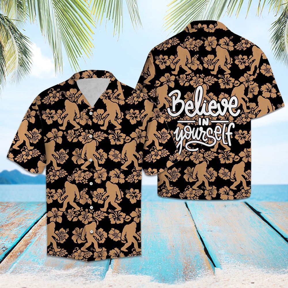 Bigfoot Hawaiian Shirt Believe In Yourself Hawaii Aloha Shirt