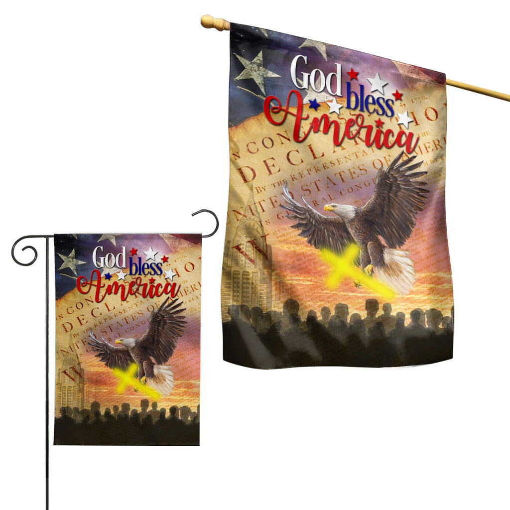 Independence Day Flags God Bless America The USA Declaration Of Independence Jesus Cross Garden And House Flag