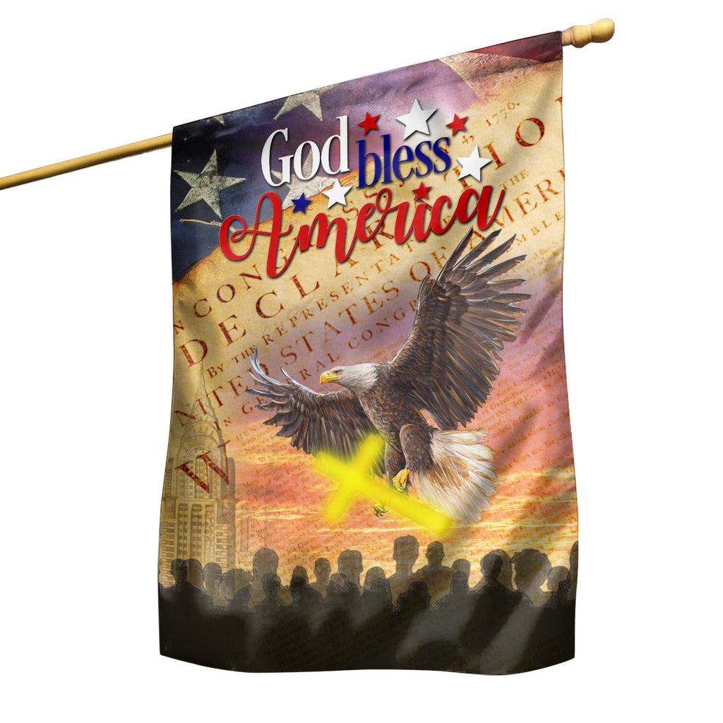 Independence Day Flags God Bless America The USA Declaration Of Independence Jesus Cross Garden And House Flag