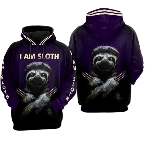  Sloth T-shirt I Am Sloth Claws Sloth Purple T-shirt Sloth Lover Hoodie Adult Full Print
