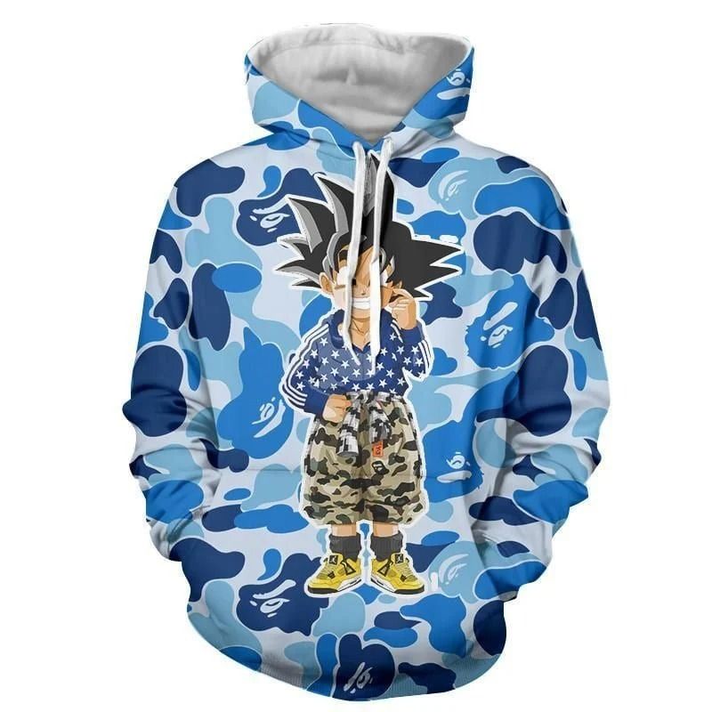  Dragon Ball Hoodie Goku Hoodie Goku Camourflage Blue Hoodie Apparel  