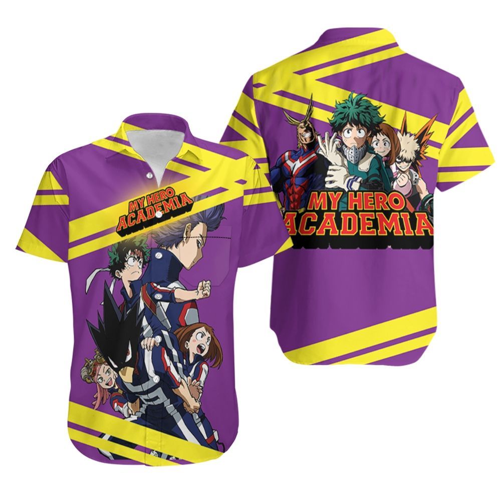  My Hero Academia Hawaii Shirt Todoroki Shouto Midoriya Izuku Purple Hawaiian Aloha Shirt