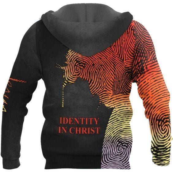  Jesus Hoodie Jesus Identity In Chist Fingerprint Black Hoodie Christian Apparel Adult Full Print