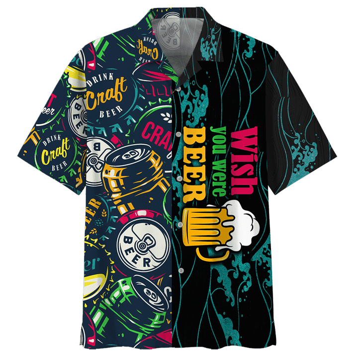 Gifury Beer Hawaiian Shirt Beer Cans Wish You Were Beer Ocean Multicolor Hawaii Shirt Beer Aloha Shirt 2022