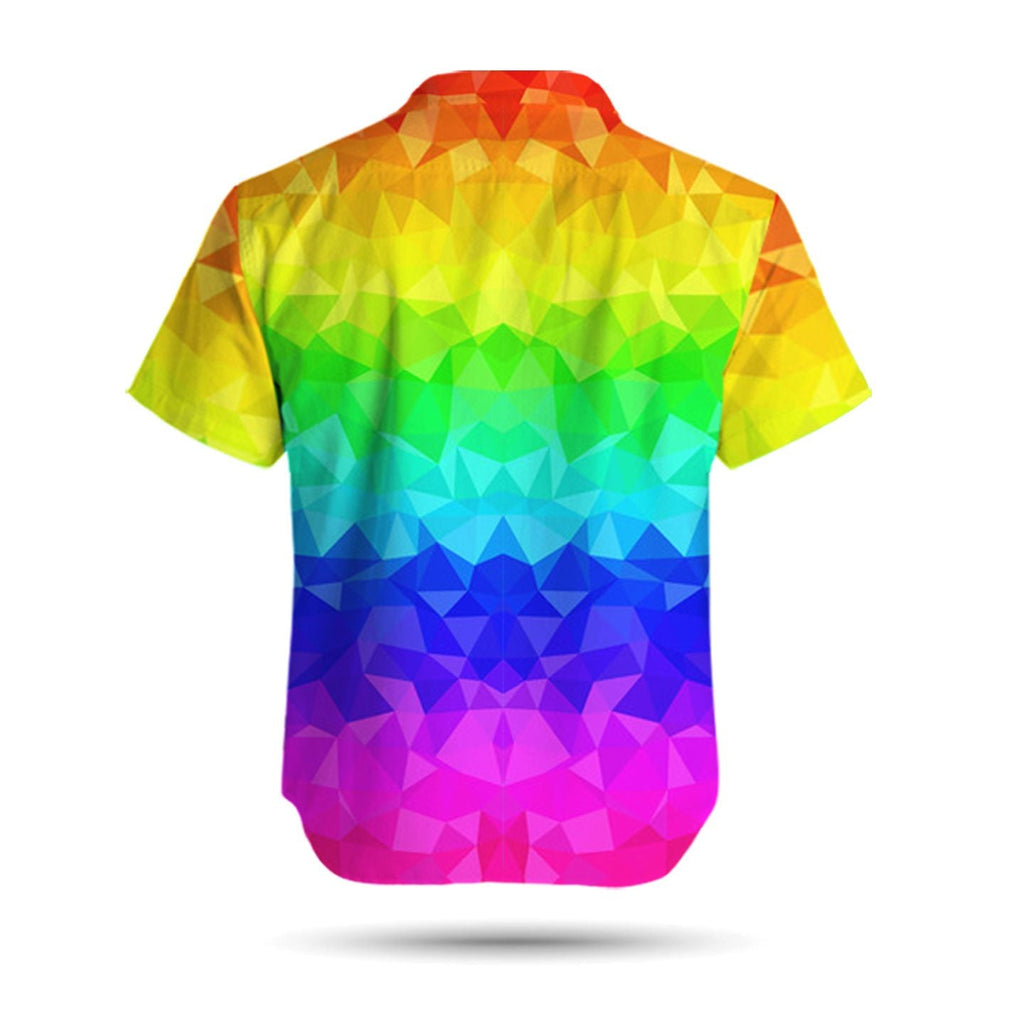  LGBT Pride Hawaiian Shirt Rainbow Polygonal American Flag Inside Hawaii Aloha Shirt