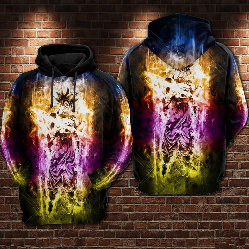  Dragon Ball Z Hoodie Goku Glowing Yellow Purple Green Hoodie Goku Hoodie  