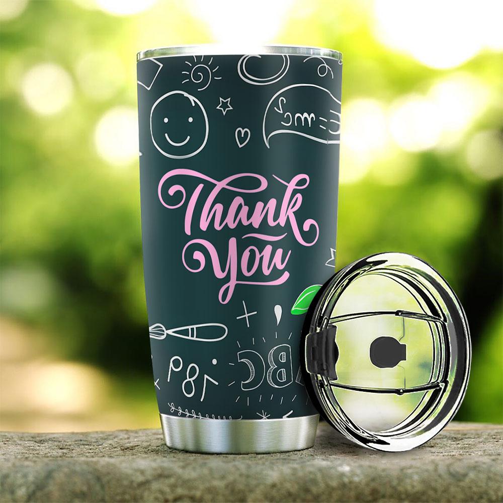 Gifury Teacher Tumbler Cup 20 Oz Thank You Teachers Plant The Seeds Of Tomorrow Black Tumbler Teacher Tumbler 2024