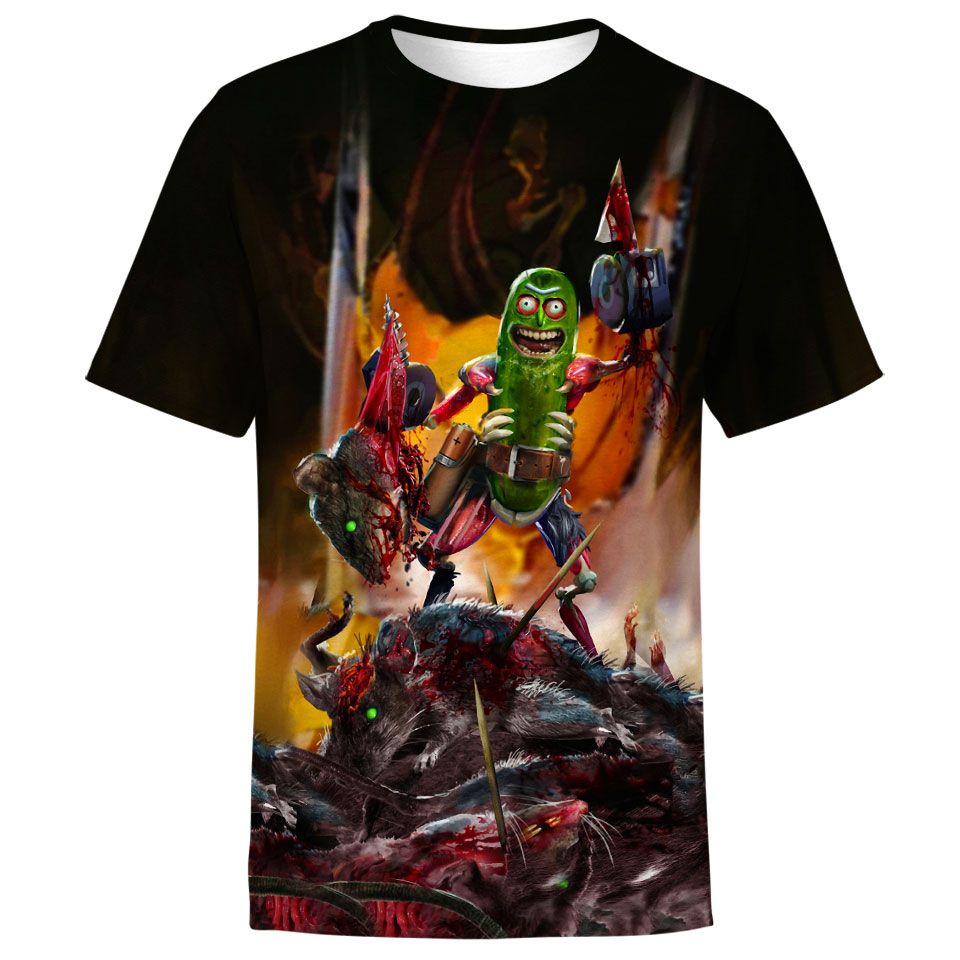  Rick And Morty T-shirt Pickle Rick Fighting Rats 3d T-shirt Hoodie For Fan  