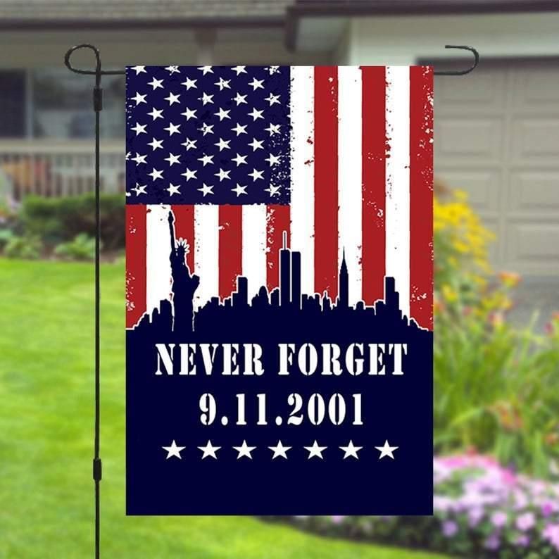 Gifury Patriot Day Garden Flag September 11th Flags Never Forget 9-11-2001 American Flag City Statue Of Liberty Silhouette Garden Flag Patriot Day Flags 2022