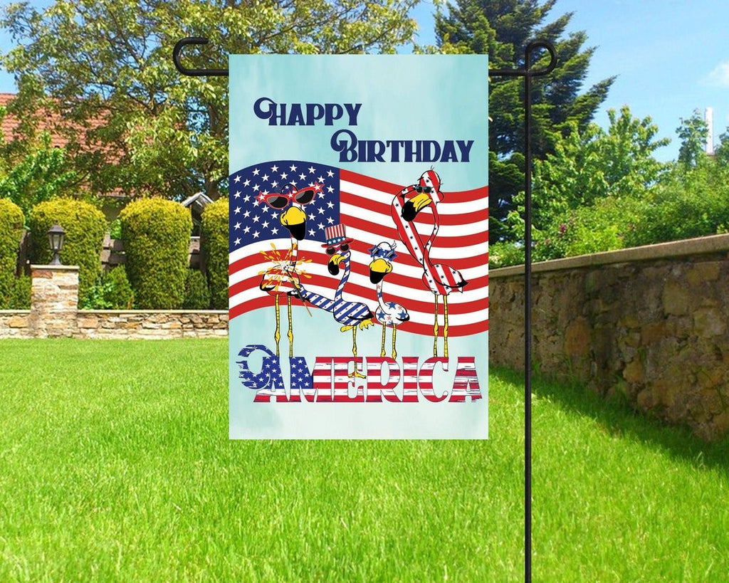 Independence Day Flags Flamingo Happy Birthday America Garden Flag 4th Of July House Flag