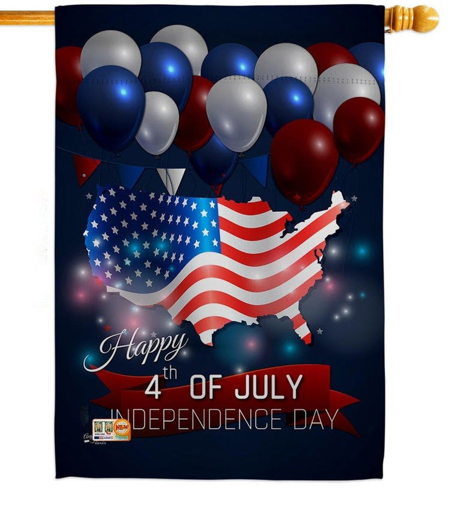 Independence Day Flags Happy 4t Of July Red Blue White Balloon 3D Garden And House Flag