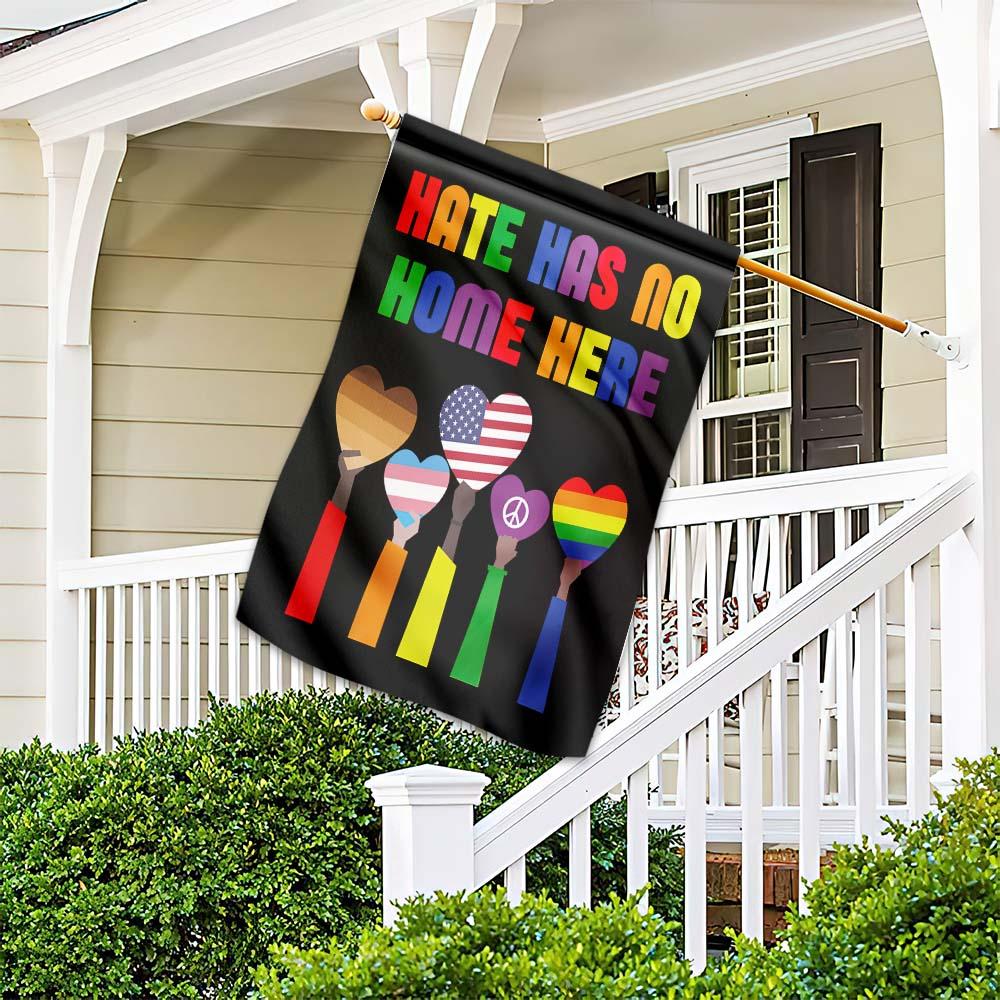 LGBT Melanin Flag Hate Has No Home Here Heart Black Garden And House Flag