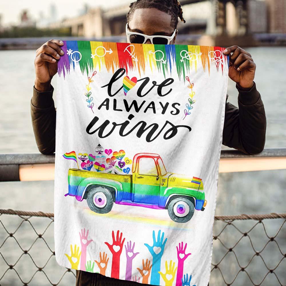  LGBT Pride Flag Love Always Wins Rainbow Truck Garden And House Flag Pride Month Gift