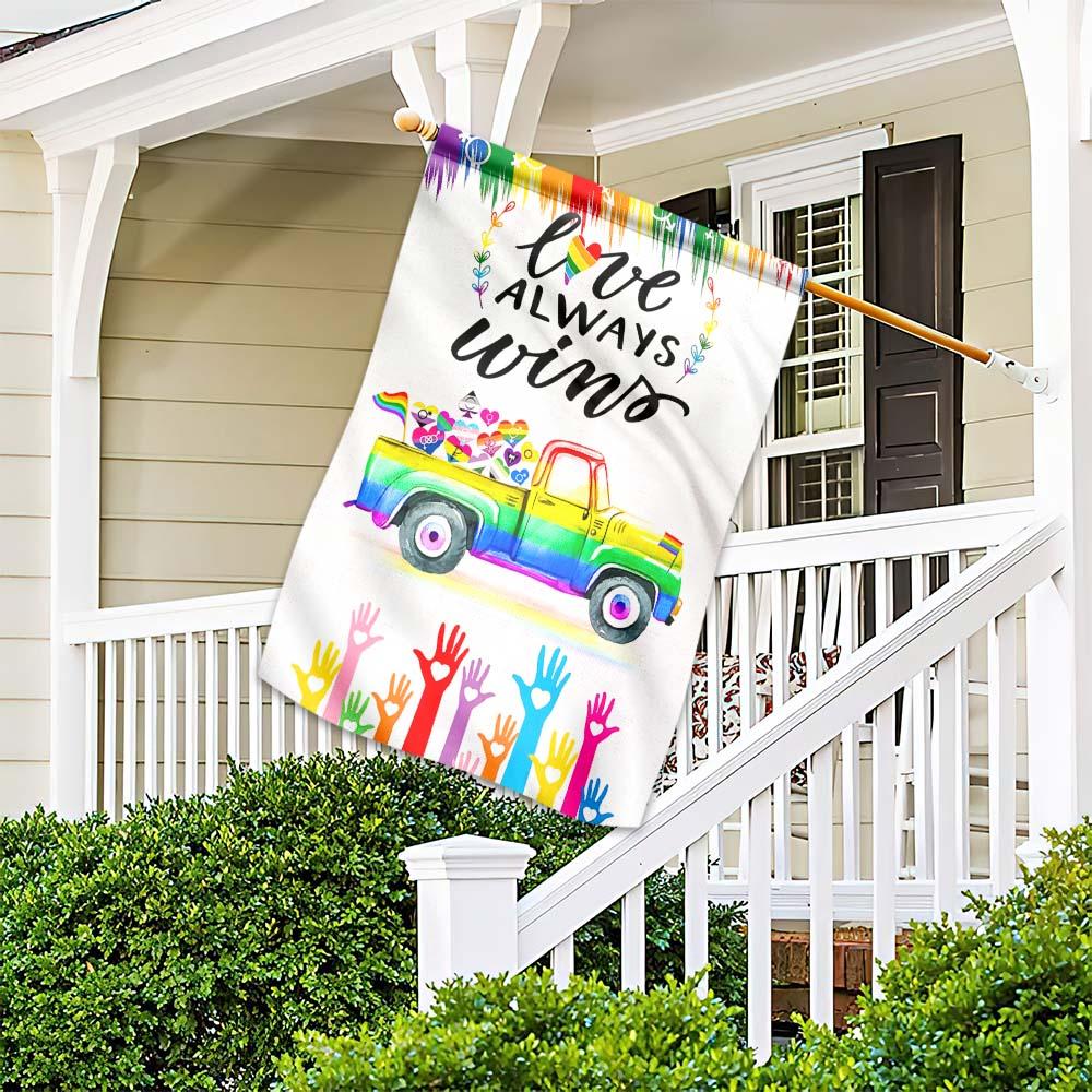  LGBT Pride Flag Love Always Wins Rainbow Truck Garden And House Flag Pride Month Gift