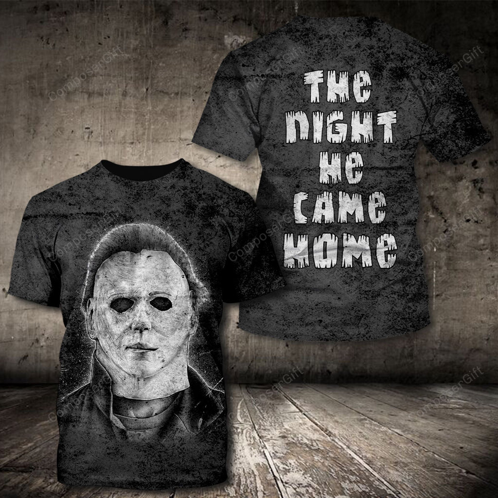 Halloween Shirt Michael Myers Shirt Michael Myers The Night He Came Home Grey Hoodie Horror Hoodie