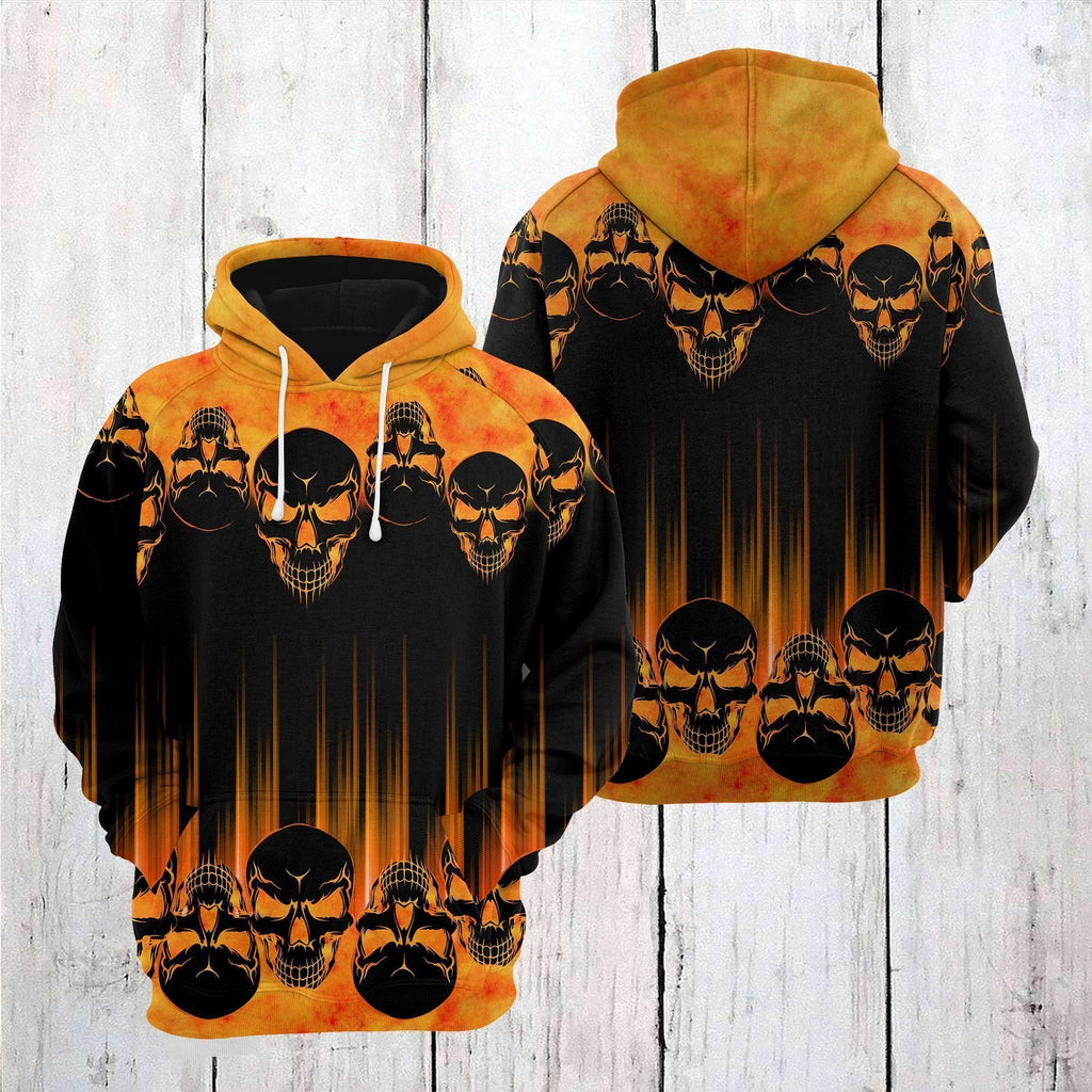 Gifury Halloween Hoodie Halloween Apparel Halloween Scary Skulls Orange Black Hoodie Halloween Clothing 2022