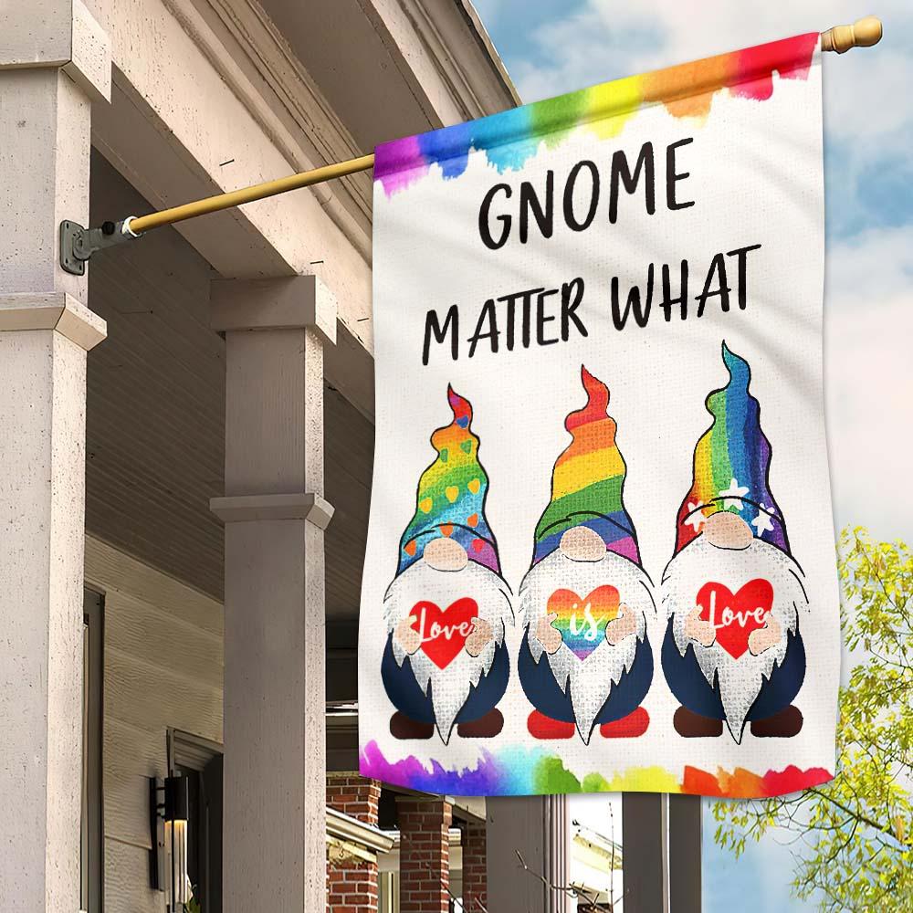 LGBT Flags Gnome Matter What Love Is Love Garden And House Flag