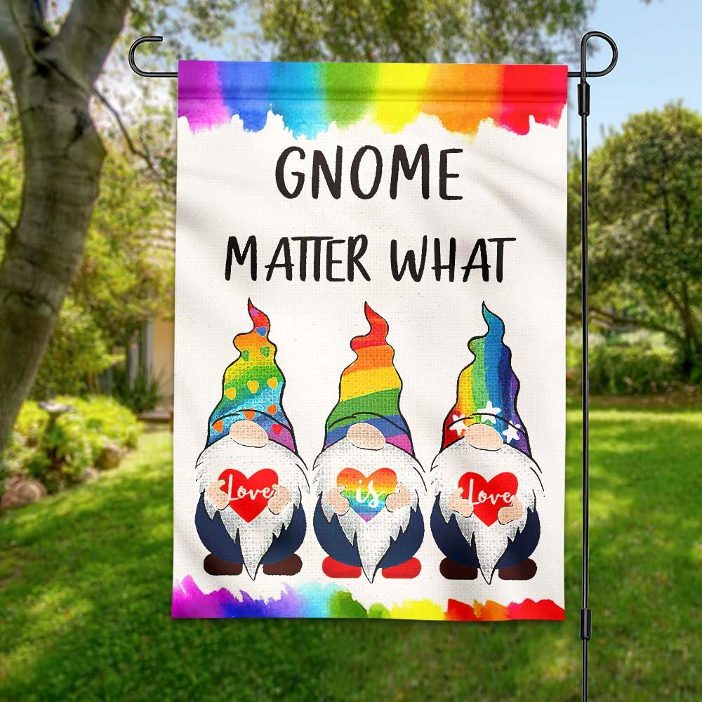 LGBT Flags Gnome Matter What Love Is Love Garden And House Flag