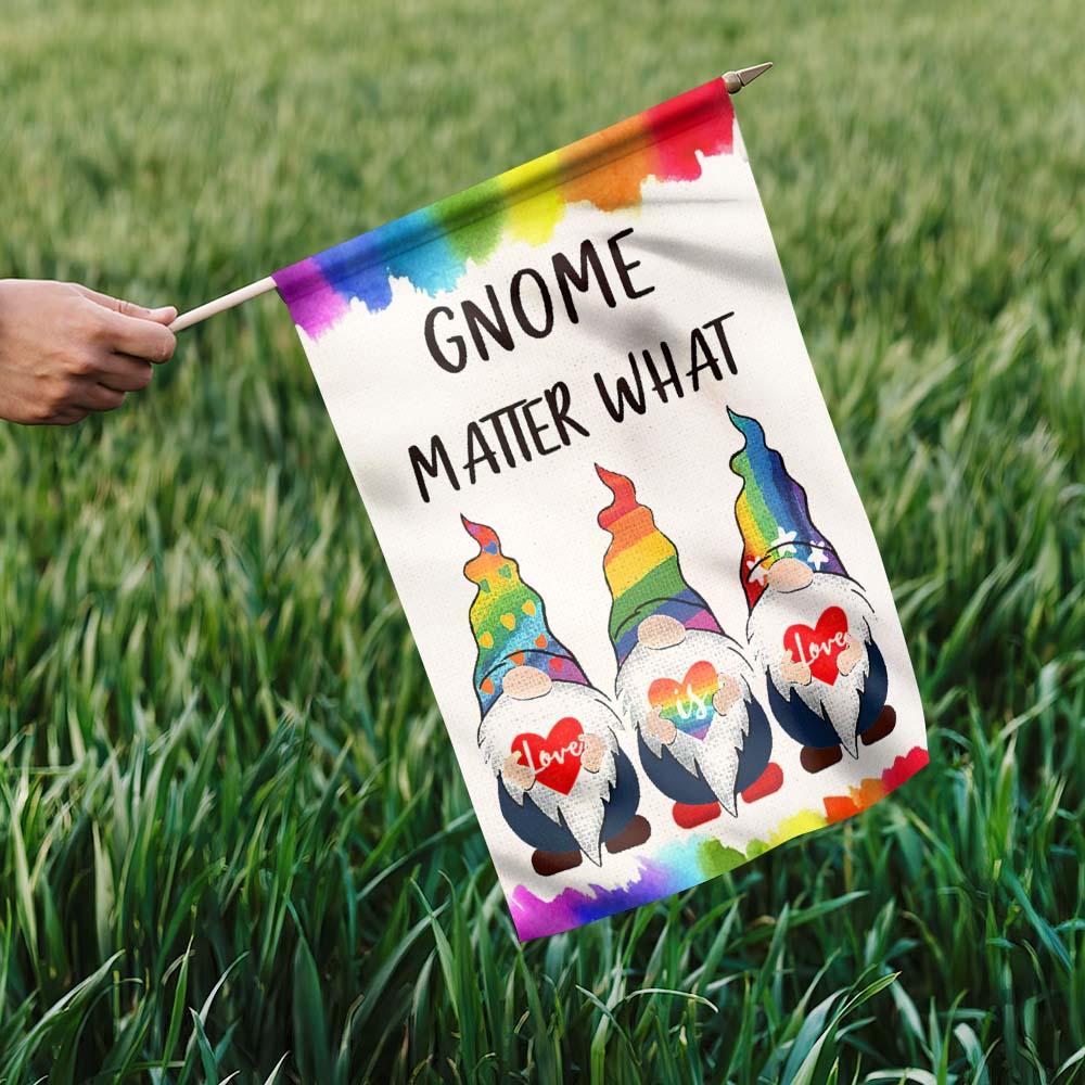 LGBT Flags Gnome Matter What Love Is Love Garden And House Flag