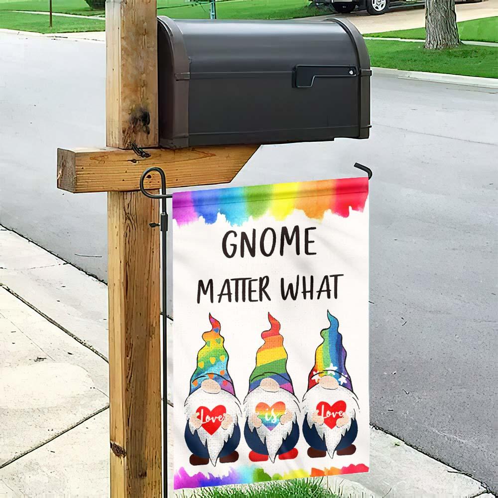 LGBT Flags Gnome Matter What Love Is Love Garden And House Flag