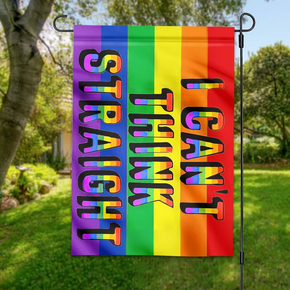  LGBT Pride Flag I Can't Think Straight LGBT Rainbow Color Garden And House Flag